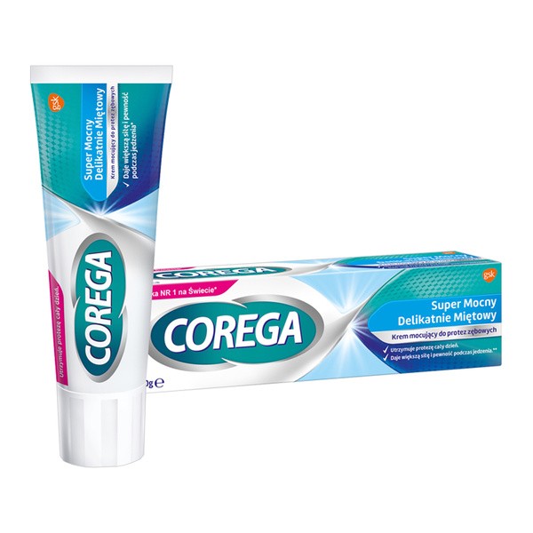 Corega Super Mocny Delikatnie Miętowy, krem do protez 40 g
