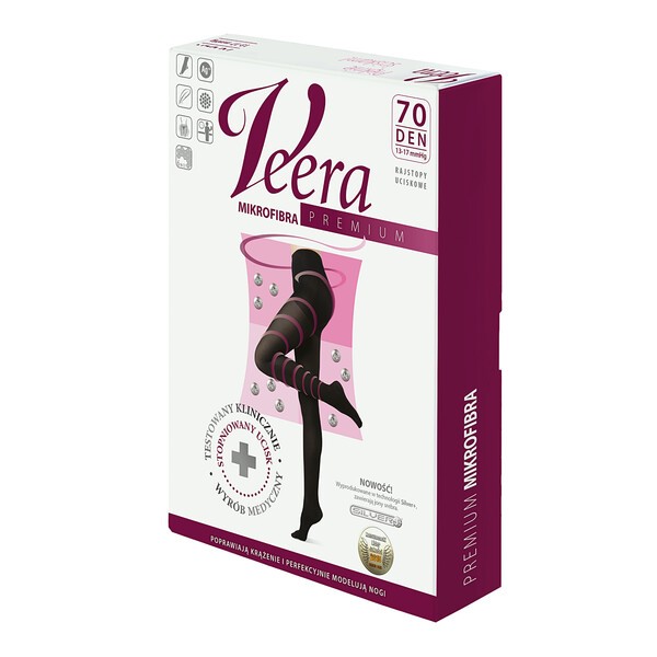 Veera Mikrofibra Premium, rajstopy uciskowe, mikrofibra, 70 DEN, melanż, rozmiar 1/S