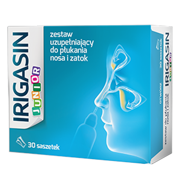 Irigasin Junior, zestaw uzupełniający do płukania nosa i zatok, 30 saszetek
