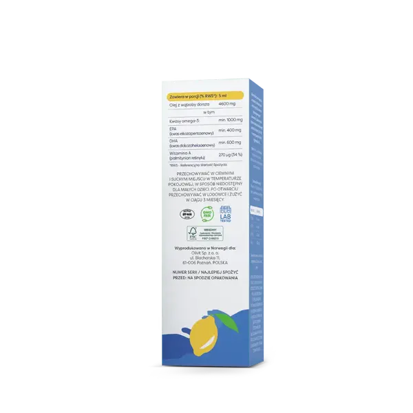 Osavi Tran Norweski Kids 1000 mg Omega 3, cytrynowy, olej, 50 ml